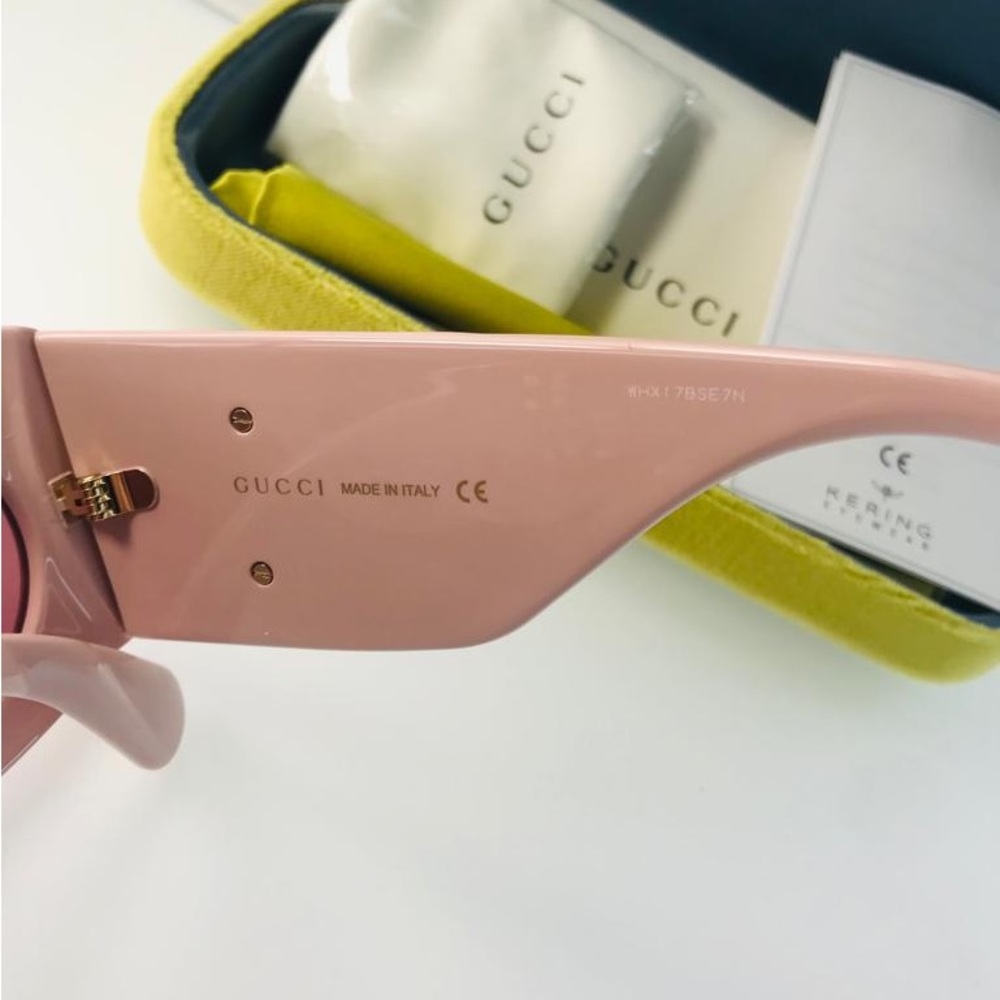 NEW🔥GUCCI Pink Gg0810s 003 New Square-frame Injection Sunglasses - Picture 15 of 16